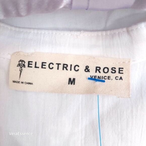Electric & Rose Sasha Top Tunic Sheer Cotton Shirt in Cloud White Embroidered M - Picture 10 of 12